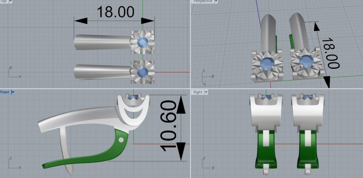 Aretes de Oro Amarillo Acompañadas de Brillantes Incrustaciones