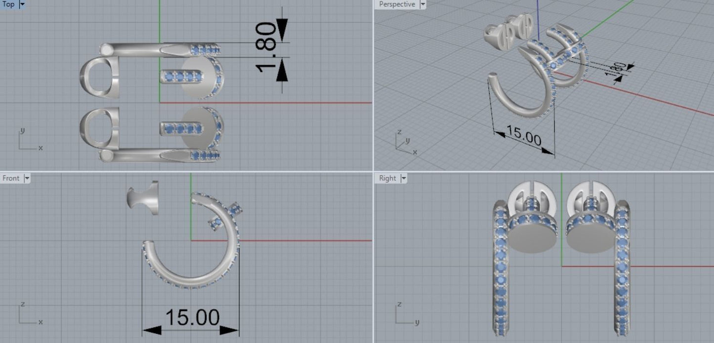 Aretes Nail de Oro Amarillo con Incrustaciones Brillantes