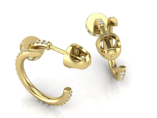 Aretes Nail de Oro Amarillo con Incrustaciones Brillantes