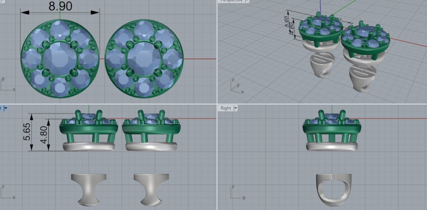 Aretes de Oro Amarillo con Incrustaciones Centrales y Aro de Incrustaciones
