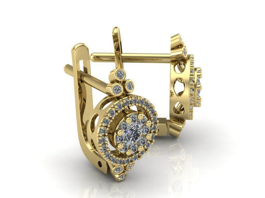 Aretes Circulares de Oro Amarillo con Incrustaciones