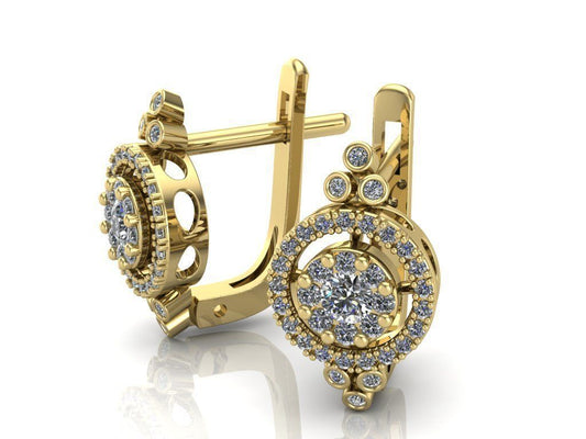 Aretes Circulares de Oro Amarillo con Incrustaciones