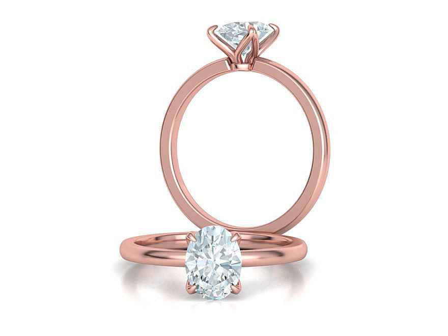 Elegante Anillo Solitario con Incrustación de Corte Oval