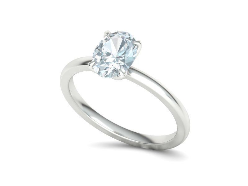 Elegante Anillo Solitario con Incrustación de Corte Oval