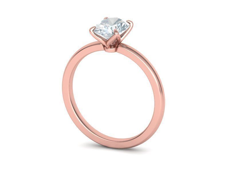 Elegante Anillo Solitario con Incrustación de Corte Oval