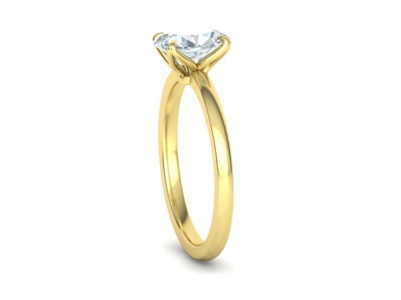 Elegante Anillo Solitario con Incrustación de Corte Oval