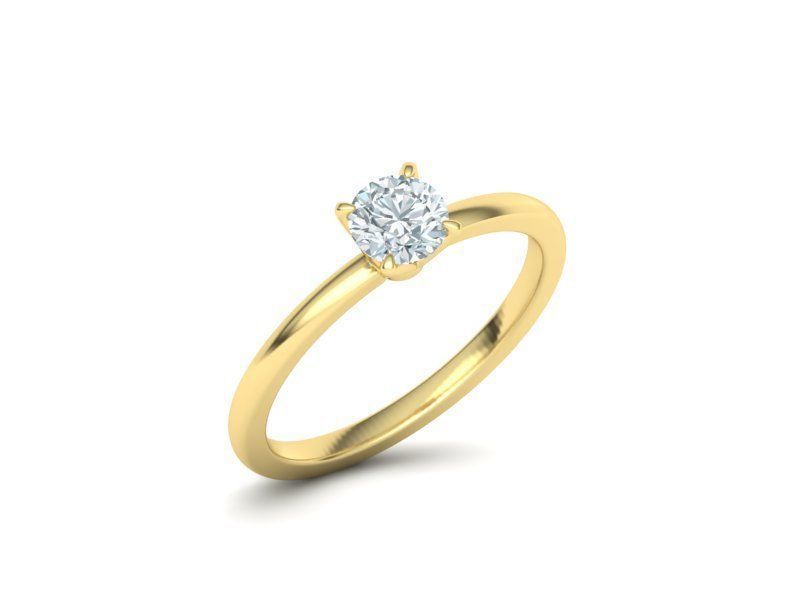 Elegante Anillo De Compromiso Four Claw con Solitario Oro 14k