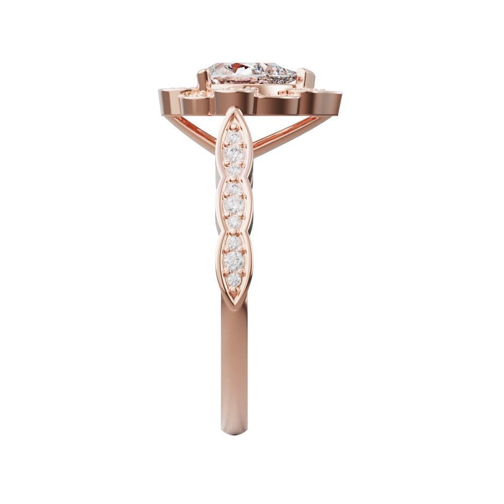 Anillo de Compromiso de Oro con Diamantes Central de Pera