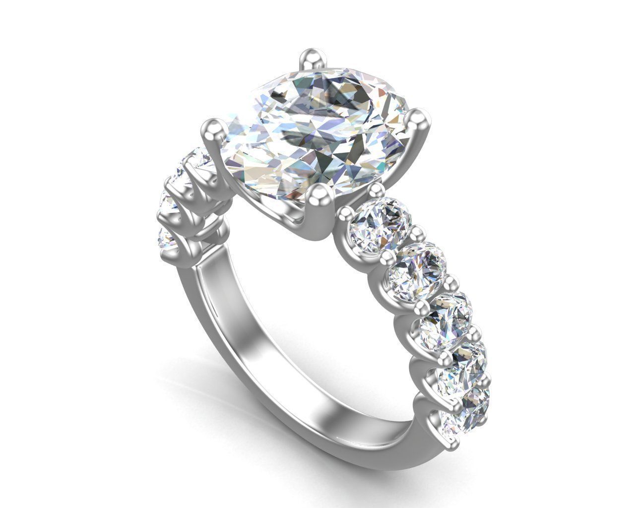 Anillo de Compromiso de Oro con Diamantes Ovaladas