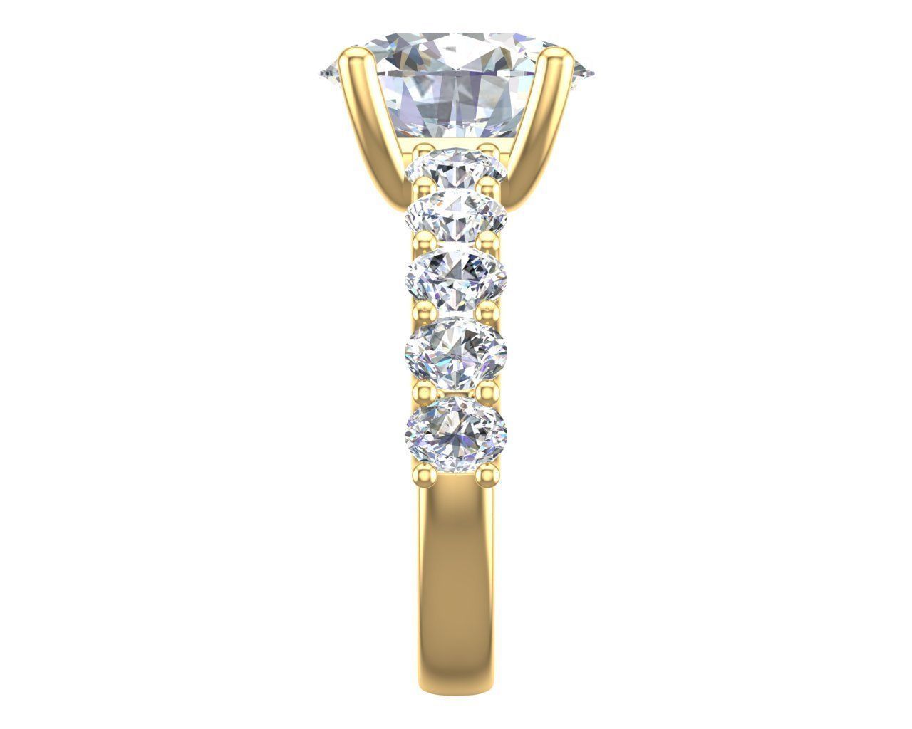 Anillo de Compromiso de Oro con Diamantes Ovaladas