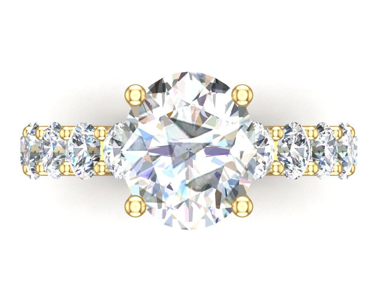 Anillo de Compromiso de Oro con Diamantes Ovaladas