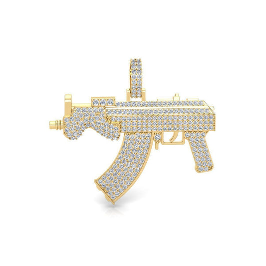 Dije Fancy Gun de Oro Recubierto de Incrustaciones