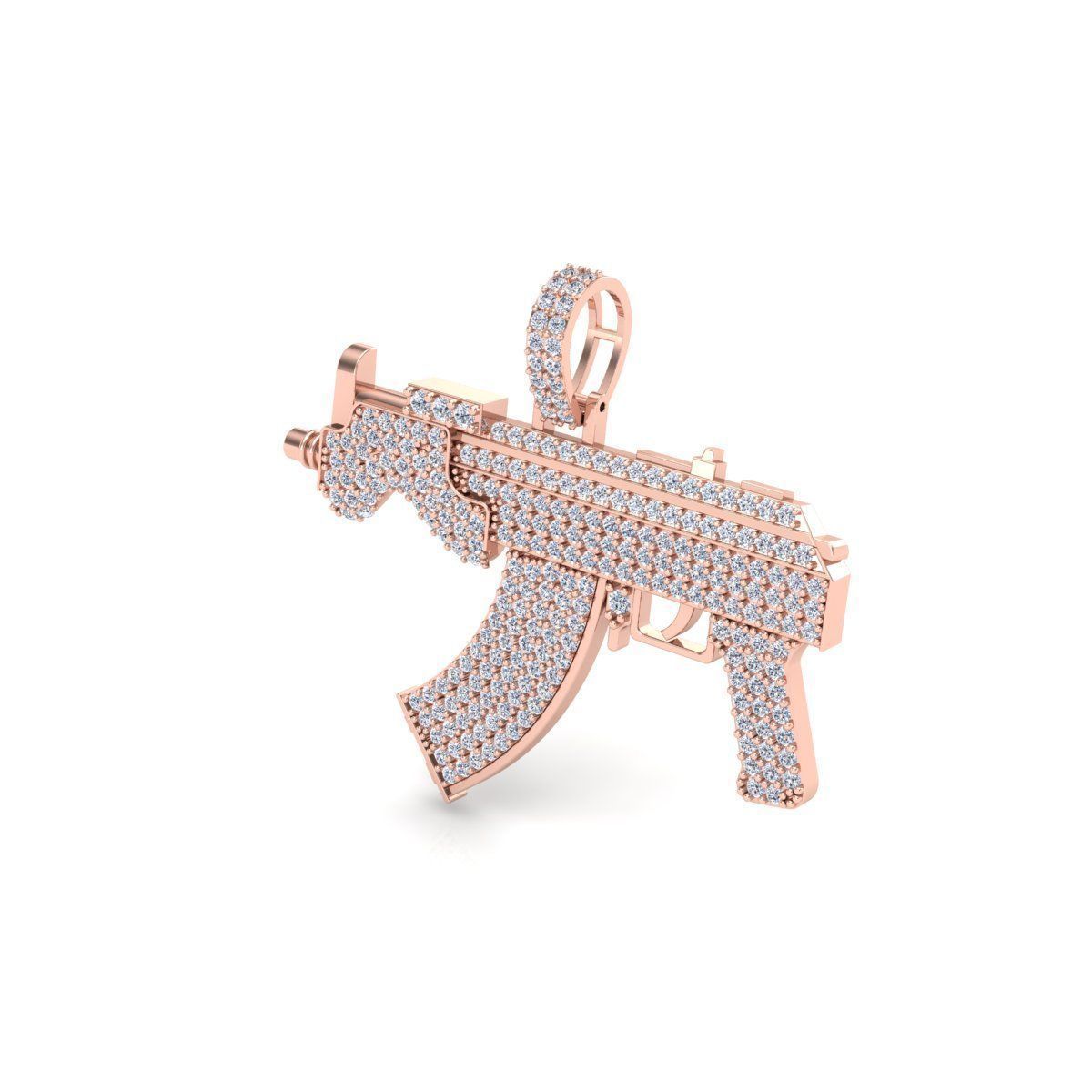 Impresionante Dije Fancy Gun de Oro Recubierto de Incrustaciones