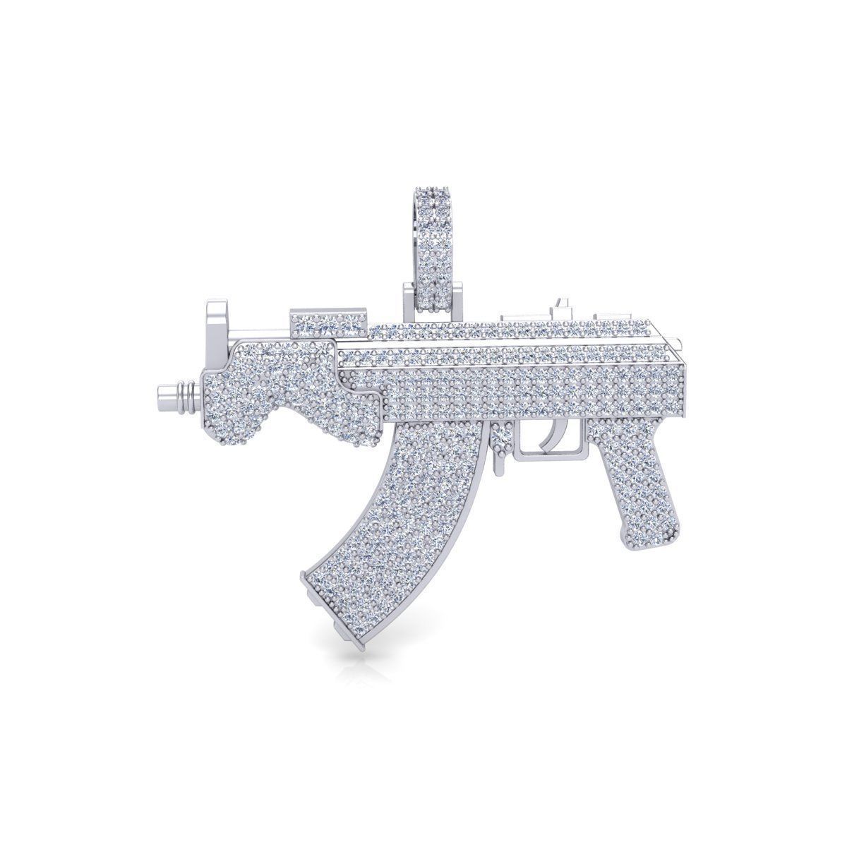 Impresionante Dije Fancy Gun de Oro Recubierto de Incrustaciones