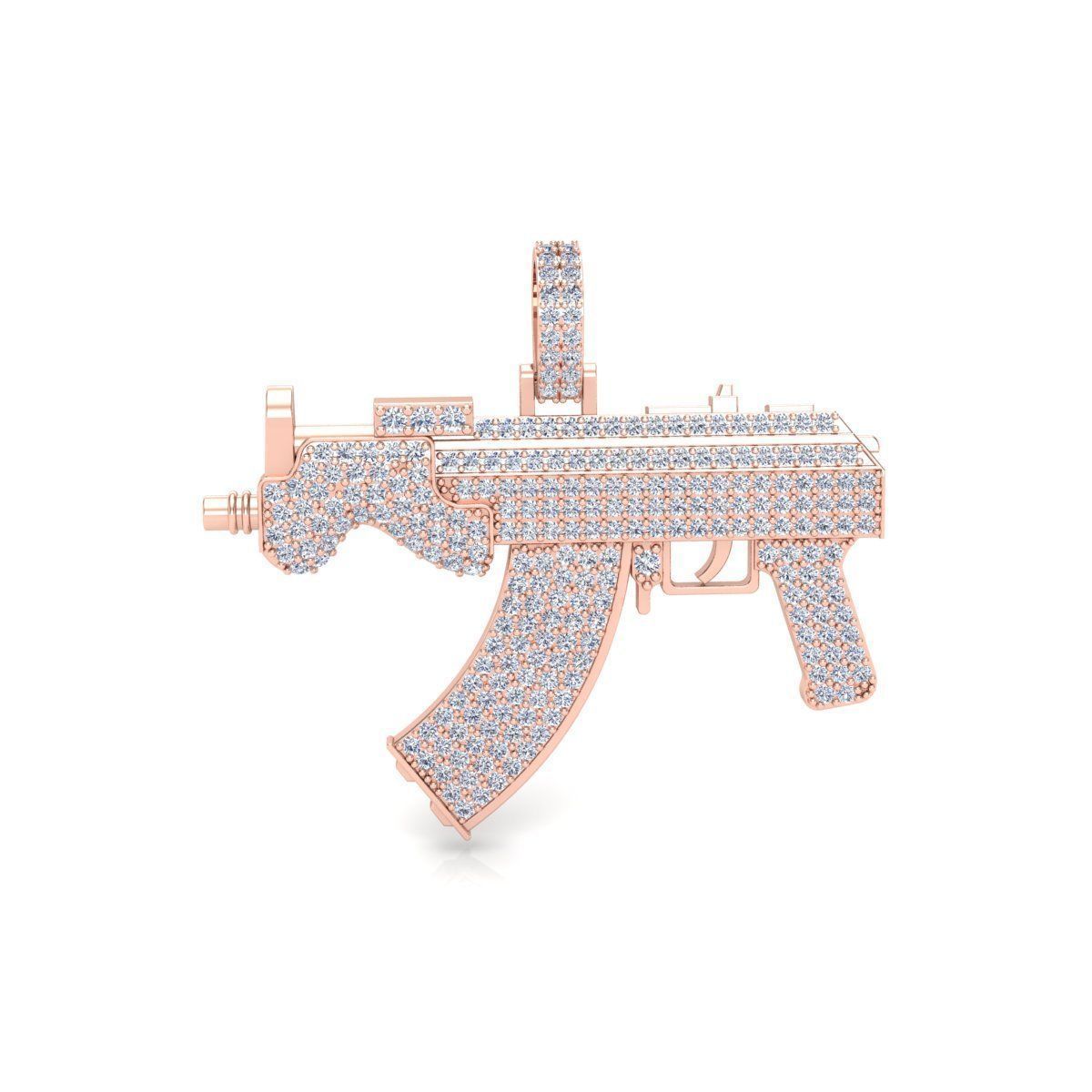 Impresionante Dije Fancy Gun de Oro Recubierto de Incrustaciones