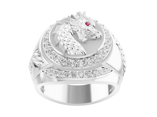 Anillo Dragon Zodiacal de Oro con Incrustaciones
