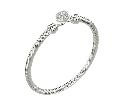 Precioso Brazalete Torcido de Oro con Incrustaciones