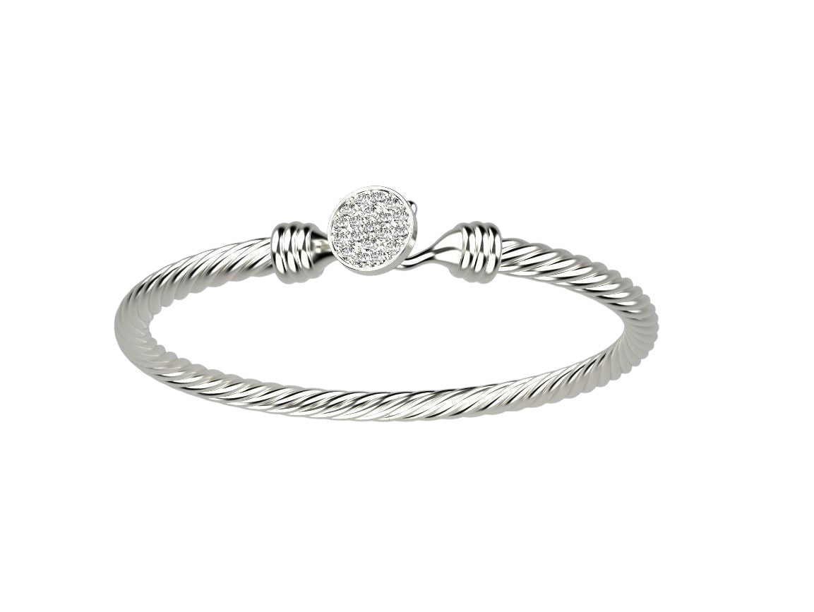 Precioso Brazalete Torcido de Oro con Incrustaciones