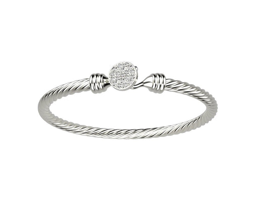 Precioso Brazalete Torcido de Oro con Incrustaciones