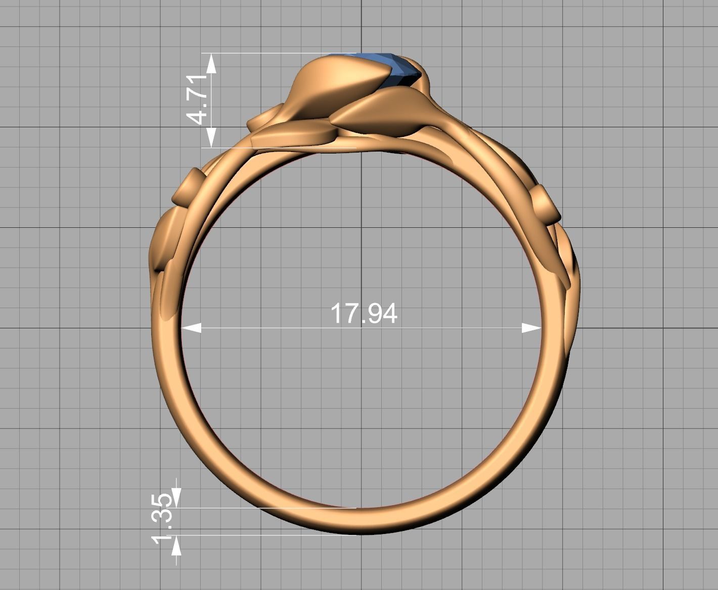 Anillo Compromiso Floral Diseño Hojas Oro Diamantes 0.88CT