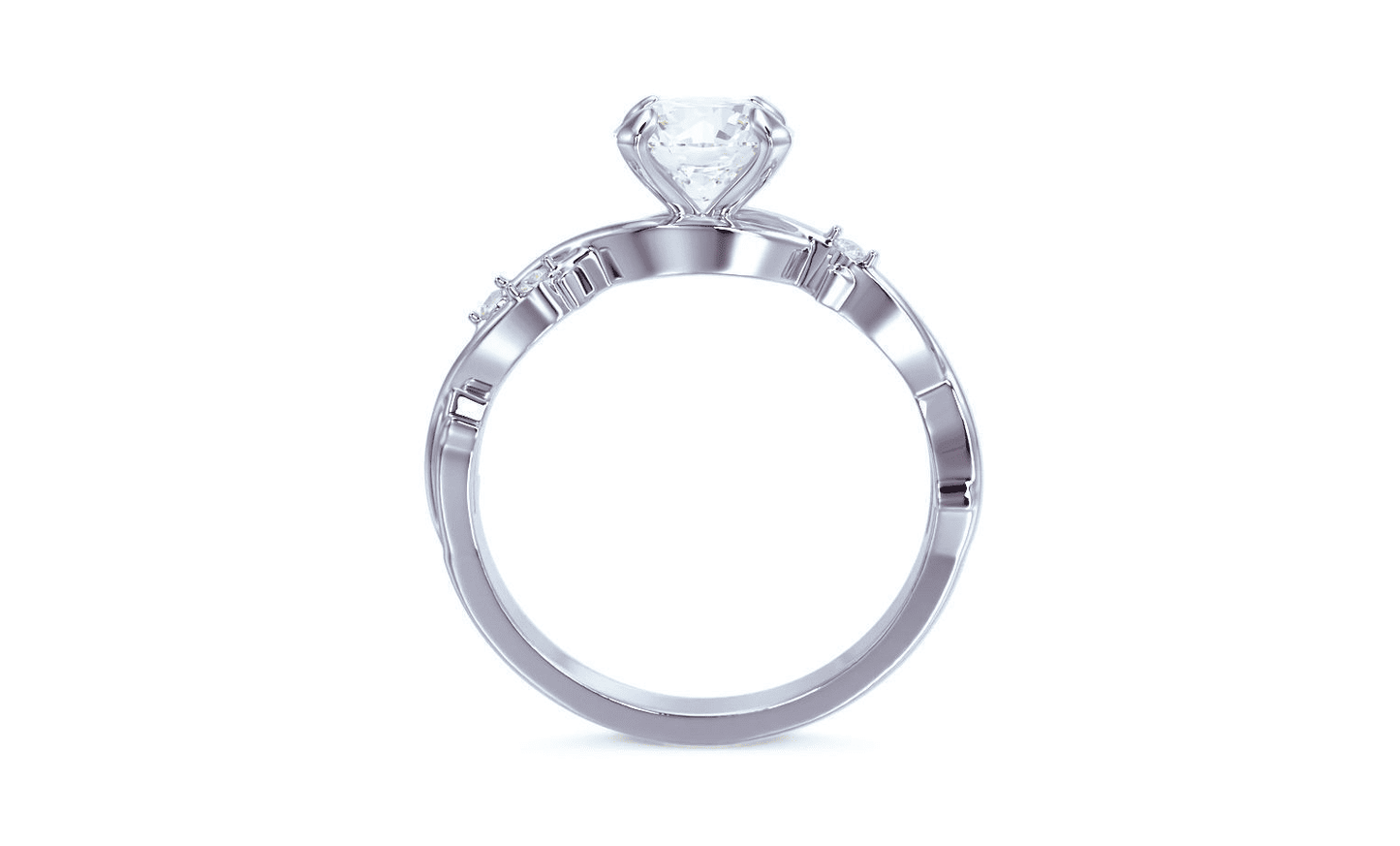 Anillo de Compromiso Gold Leaf 14K con Diamante 1Ct Redondo