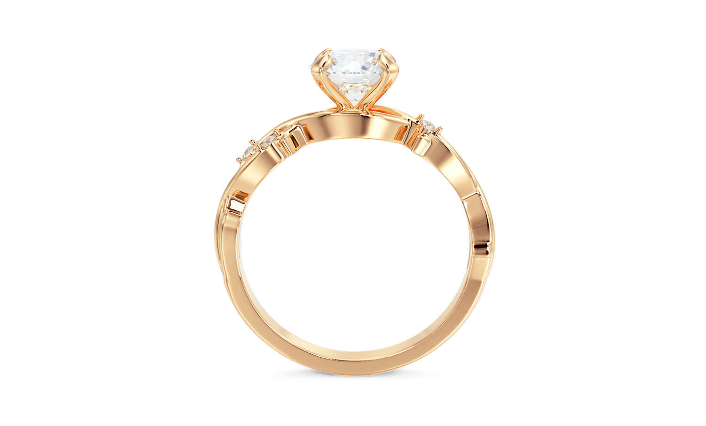 Anillo de Compromiso Gold Leaf 14K con Diamante 1Ct Redondo