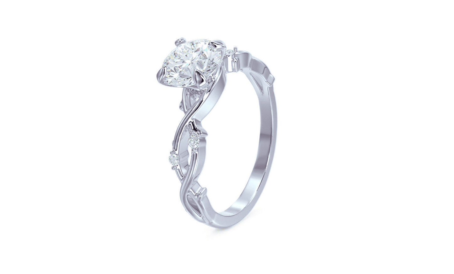 Anillo de Compromiso Gold Leaf 14K con Diamante 1Ct Redondo