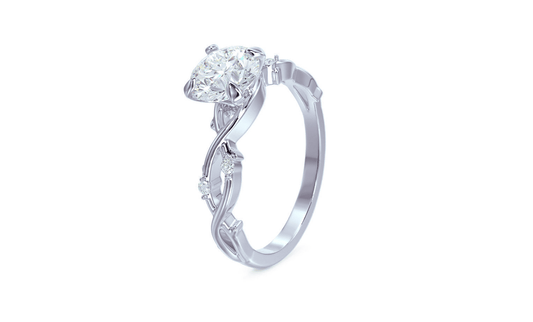 Anillo de Compromiso Gold Leaf con Diamante 1Ct Redondo