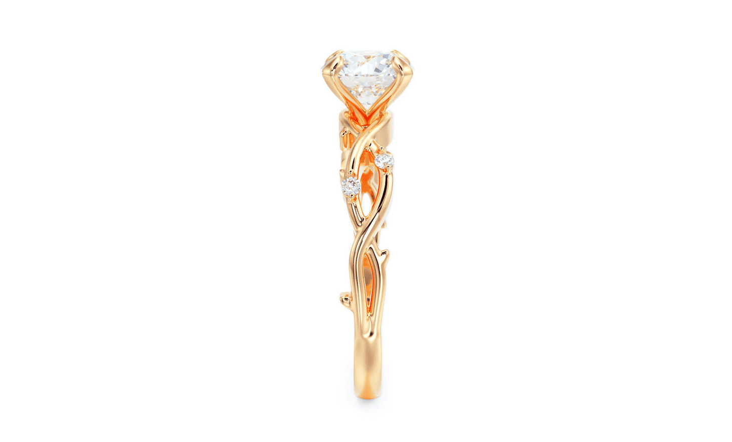 Anillo de Compromiso Gold Leaf 14K con Diamante 1Ct Redondo