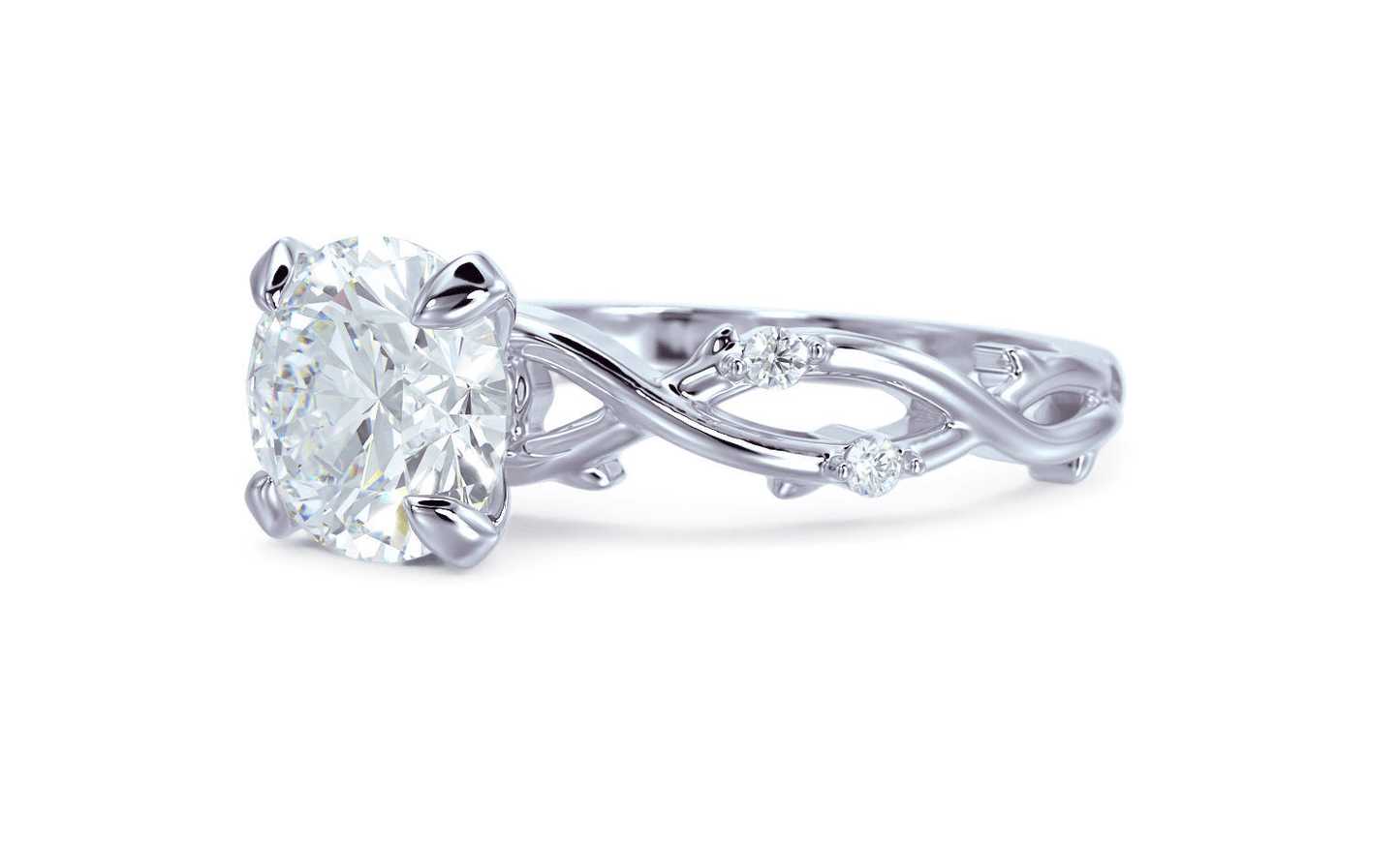 Anillo de Compromiso Gold Leaf 14K con Diamante 1Ct Redondo