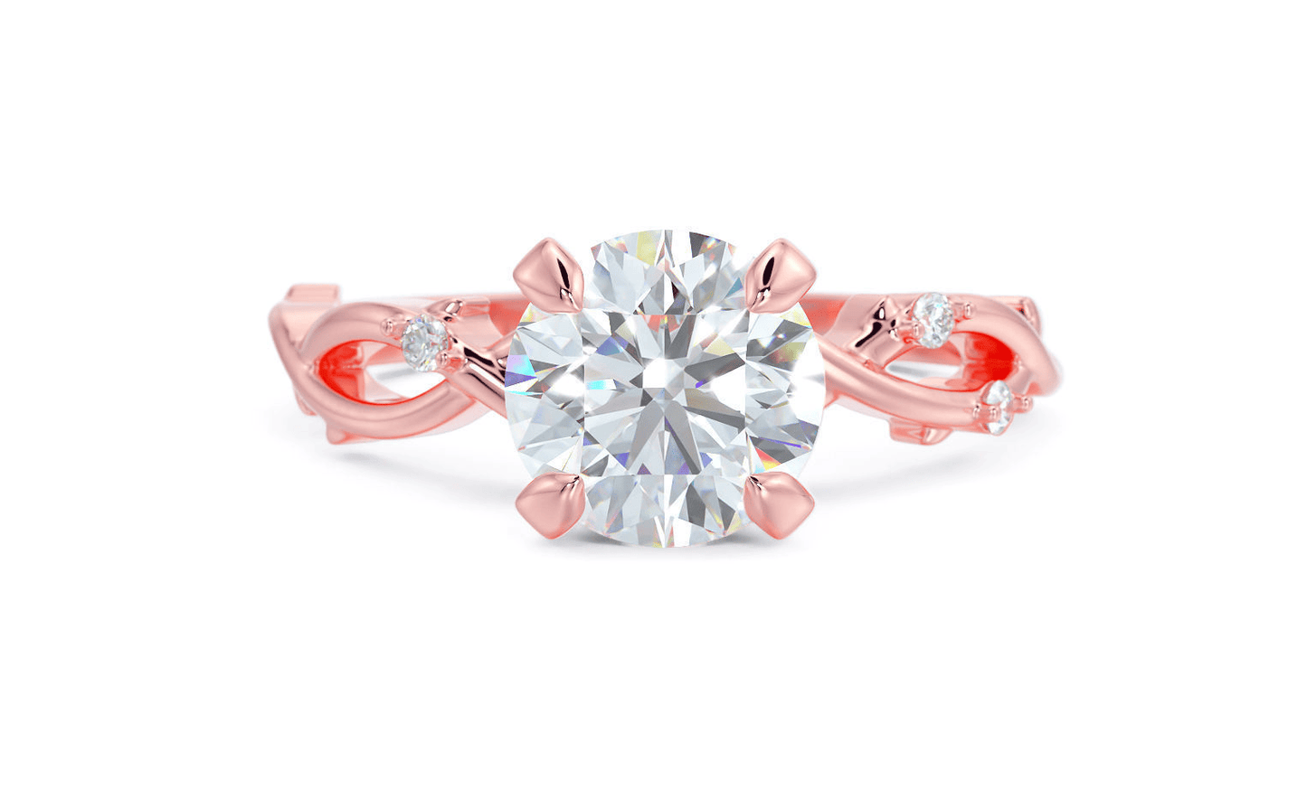 Anillo de Compromiso Gold Leaf 14K con Diamante 1Ct Redondo