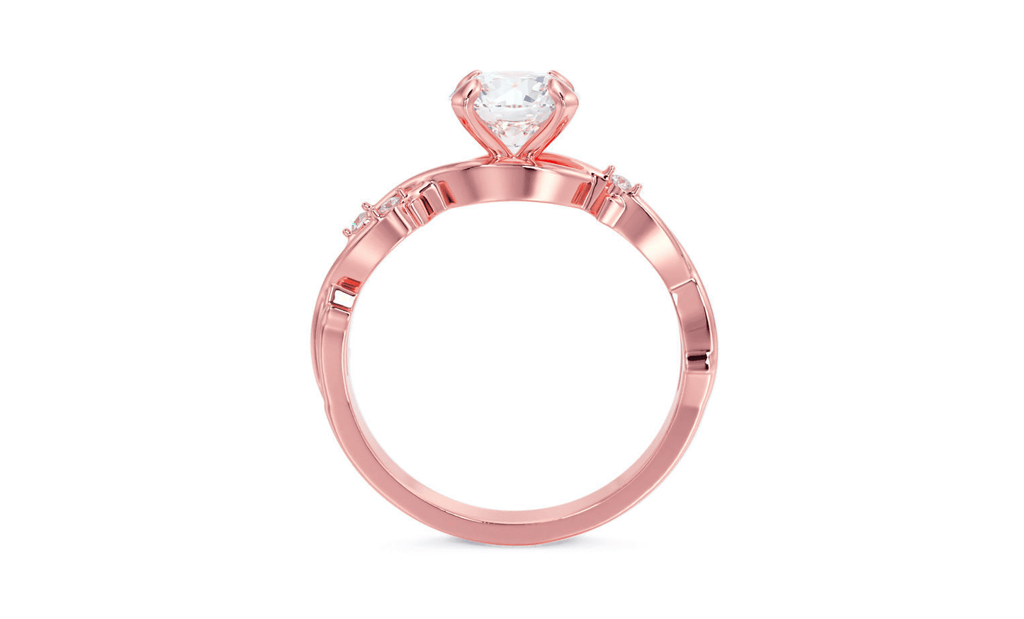 Anillo de Compromiso Gold Leaf 14K con Diamante 1Ct Redondo