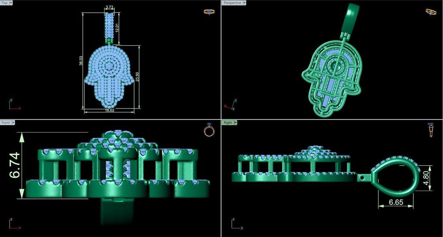 Dije Hamsa con Incrustaciones Deslumbrantes