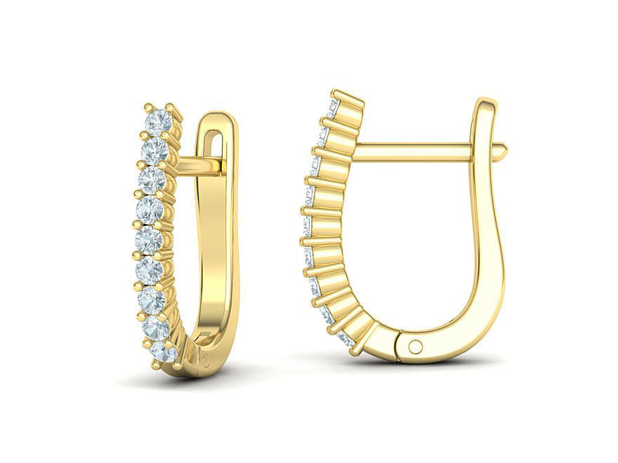 Preciosos Aretes Huggies de oro 14k con Brillantes Incrustaciones