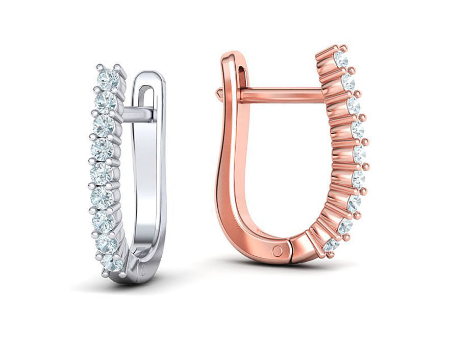 Preciosos Aretes Huggies de oro 14k con Brillantes Incrustaciones