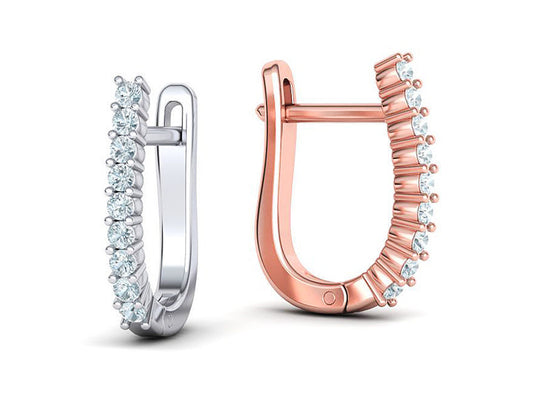 Aretes Huggies de oro 14k con Brillantes Incrustaciones