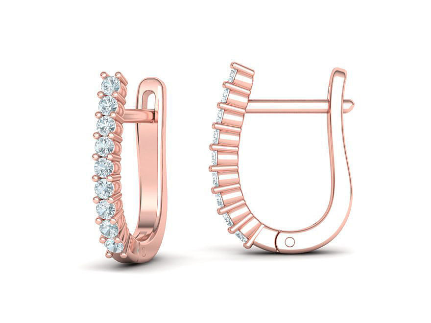 Preciosos Aretes Huggies de oro 14k con Brillantes Incrustaciones