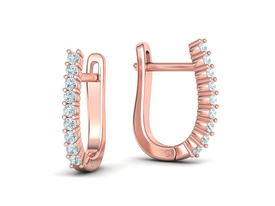 Preciosos Aretes Huggies de oro 14k con Brillantes Incrustaciones
