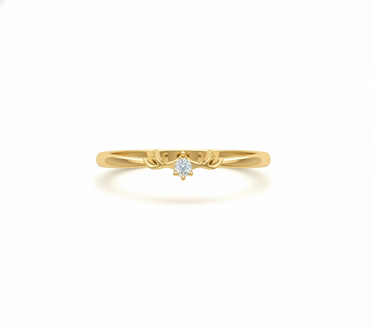 Anillo de Compromiso Solitario con Diamante Pera y Brazos Estilizados