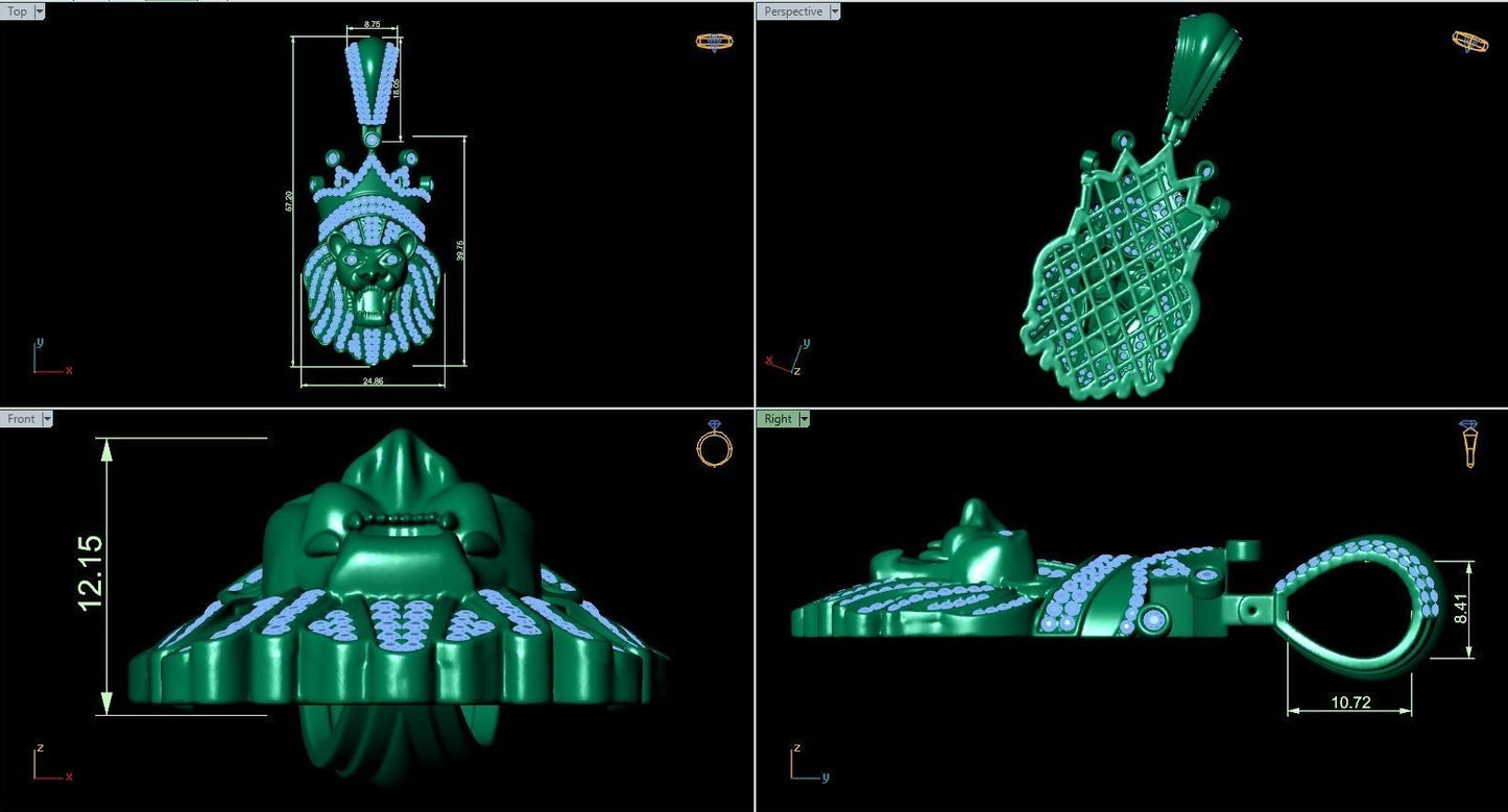 Dije de Leon de Resplandecientes Incrustaciones
