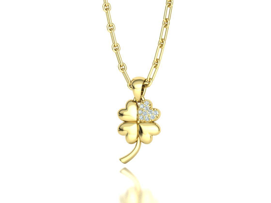 Elegante Dije Trébol de la Suerte de Oro