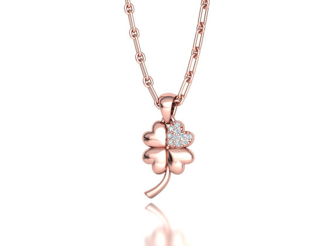 Elegante Dije Trébol de la Suerte de Oro