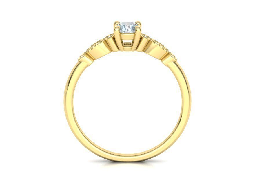 Atractivo Anillo de Compromiso Milgrain de Oro 14k con Incrustaciones