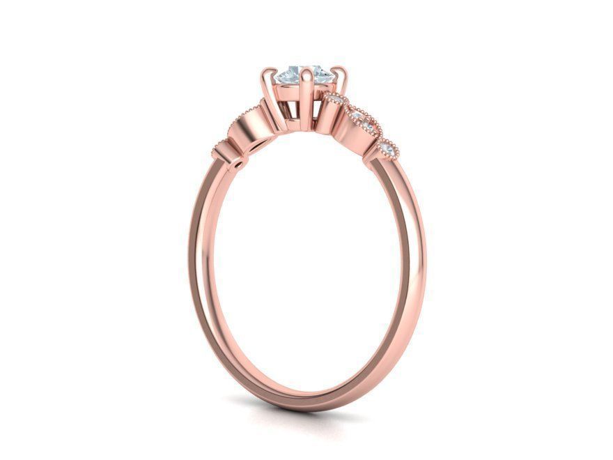 Atractivo Anillo de Compromiso Milgrain de Oro 14k con Incrustaciones