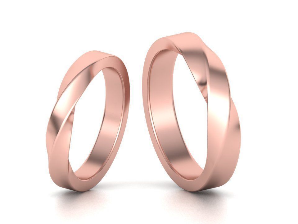 Estiloso Juego de Argollas Dshaped Mobius de Oro 14k