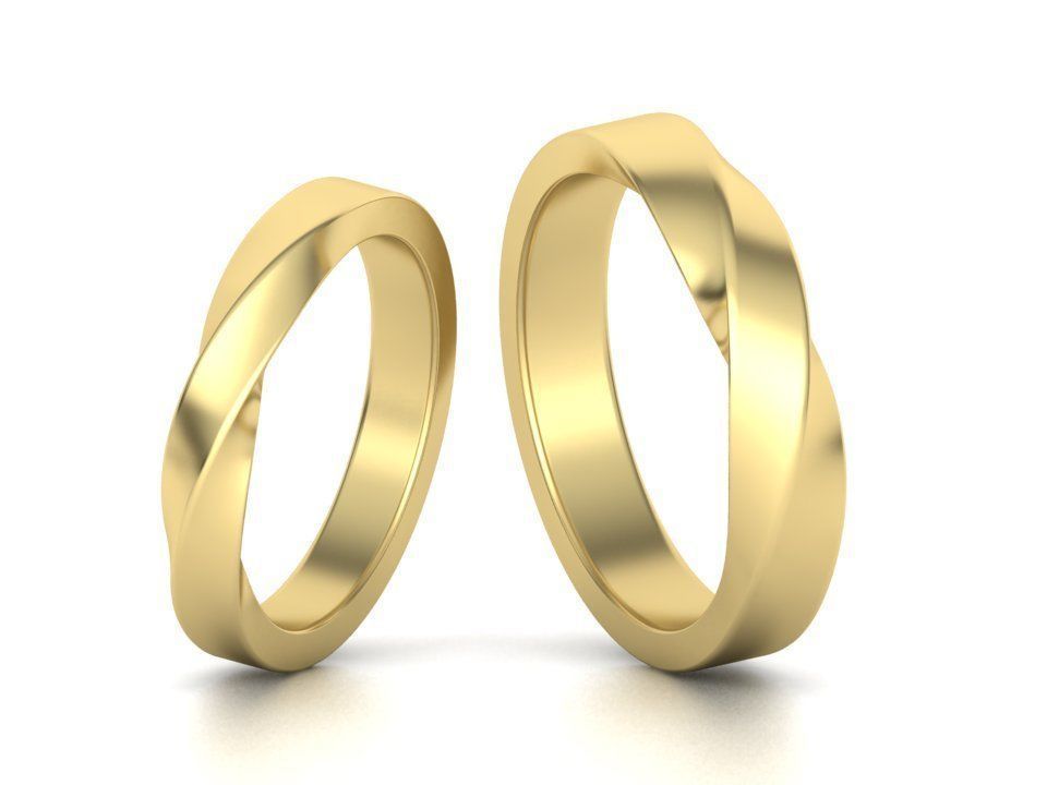Estiloso Juego de Argollas Dshaped Mobius de Oro 14k