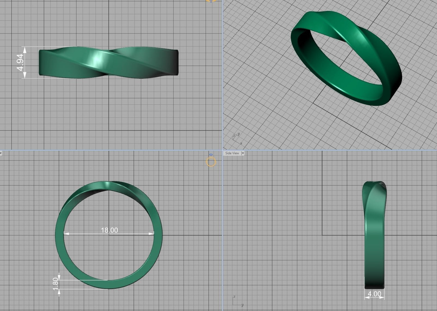 Estiloso Juego de Argollas Dshaped Mobius de Oro 14k