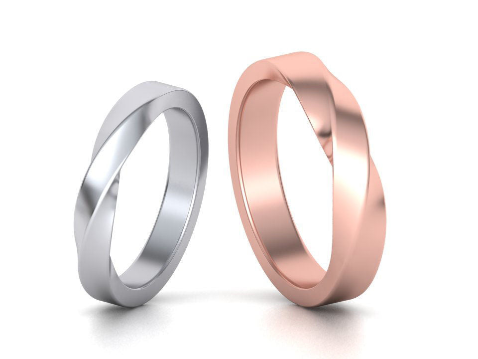 Estiloso Juego de Argollas Dshaped Mobius de Oro 14k