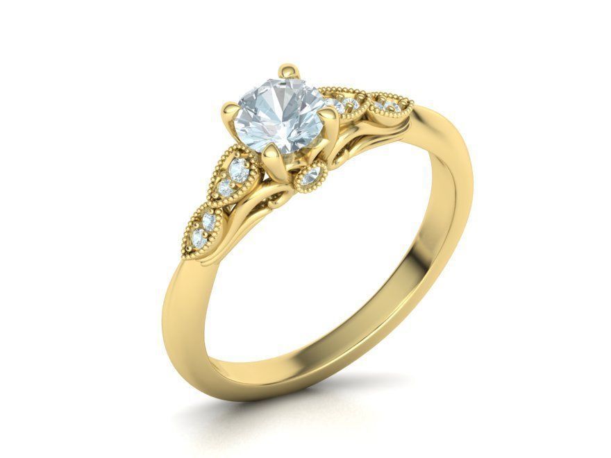 Hermoso anillo de compromiso Nautilus de Oro 14k con Deslumbrantes Incrustaciones