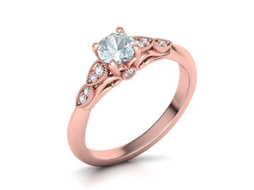 Hermoso anillo de compromiso Nautilus de Oro 14k con Deslumbrantes Incrustaciones